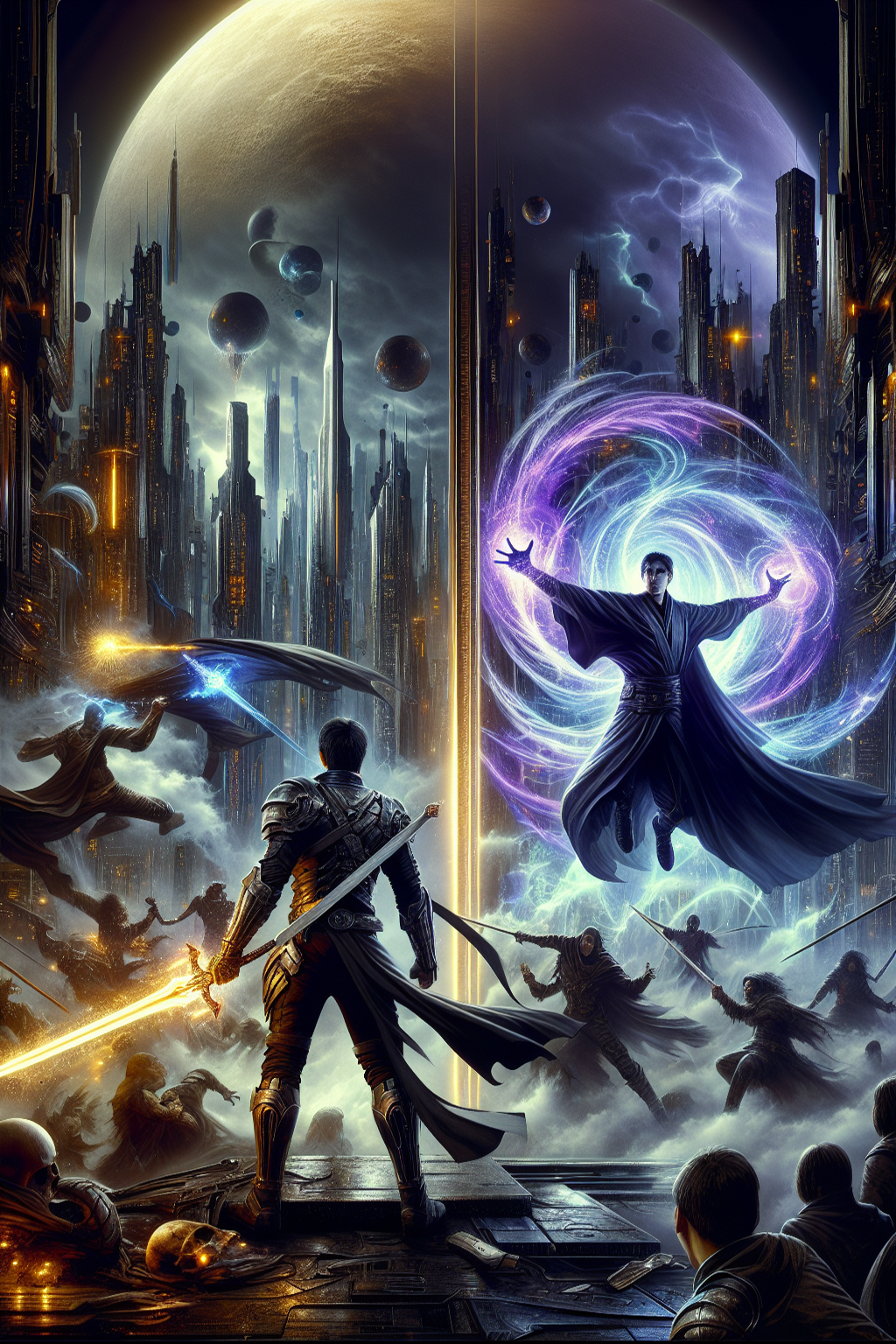 Cover for 'Die Schatten der Megastadt' in the 'Sword & Sorcery' category, themed 'Fantasy'.